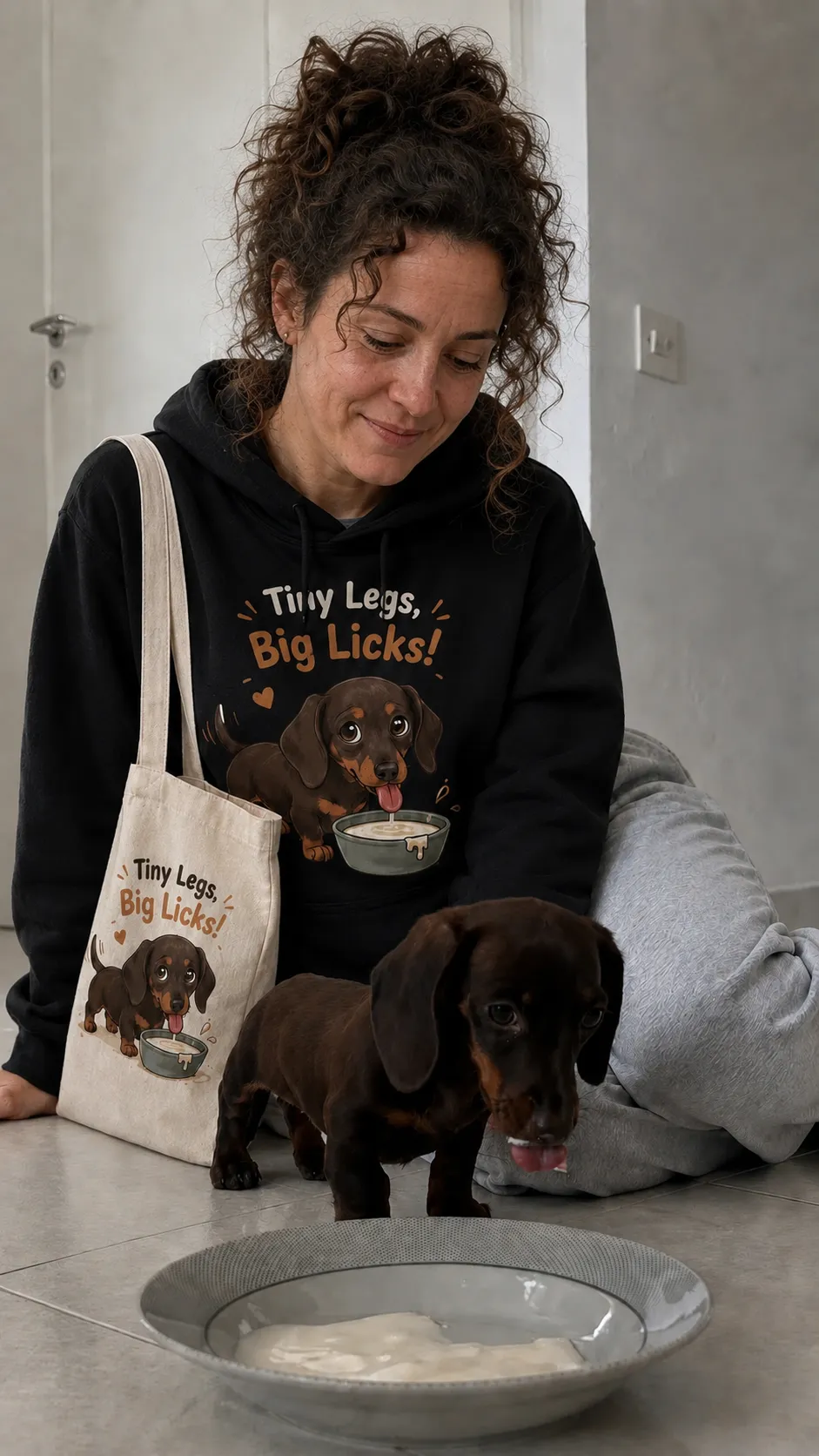 Custom dachshund hoodie and tote review from Olivia H.